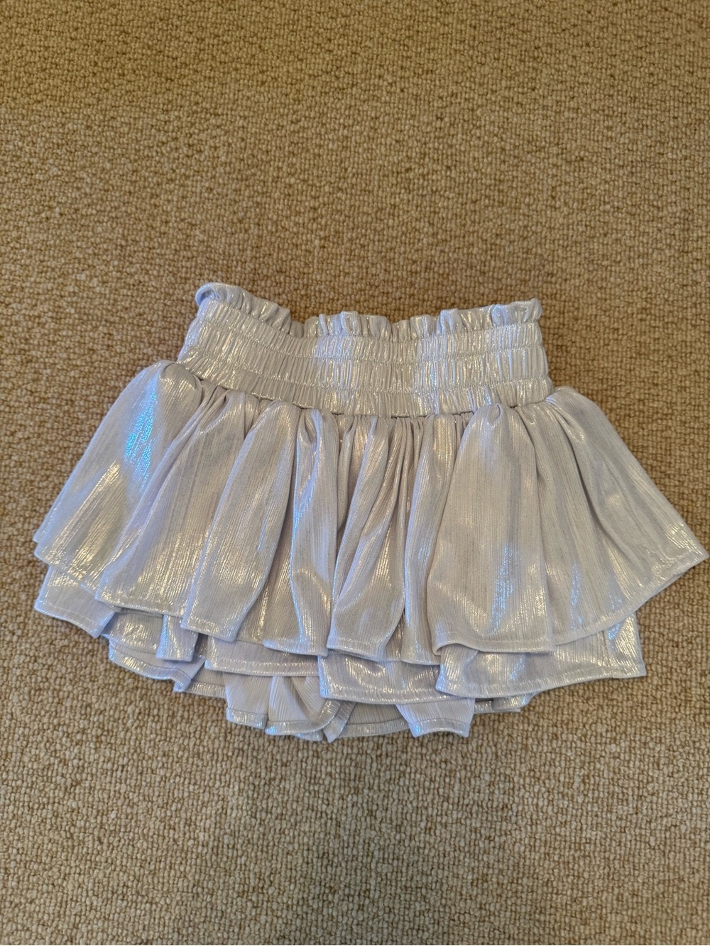 Lola and the Boys Girls Silver Shimmery Layered Ruffle Skort size 6